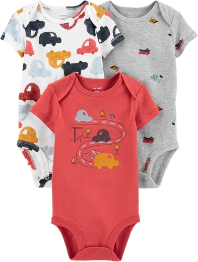 Carter’s Baby-Body mit kurzen Ärmeln Cars, 3 Stk., für Jungen, Größe 56 (NB)