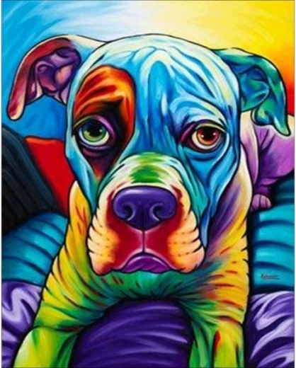 Diamantmalerei – bunter Hund 30 × 40 cm - 1 Stück