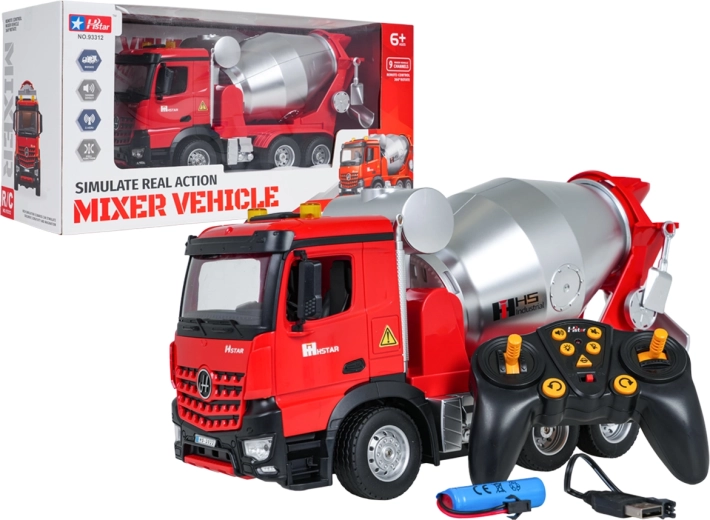 Roter RC-Betonmischer mit Licht und Sound