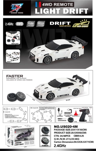 R/C-Driftauto 1:20 mit Lichtern, weiß