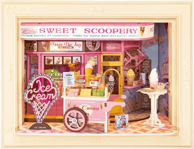 RoboTime 3D-Holzpuzzle im Rahmen Sweet Scoopery – Retro-Eisdiele