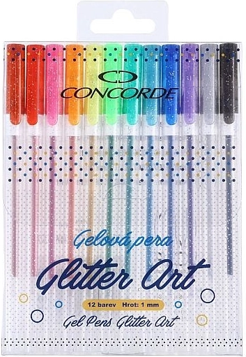 CONCORDE Glitter Art Glitzer-Gelstifte, Set mit 12 Stück