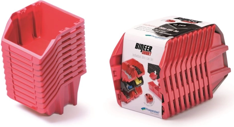 Set aus 10 Aufbewahrungsboxen BINEER Short, rot