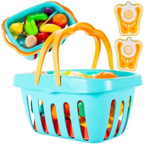 Korb mit Obst und Gemüse zum Schneiden