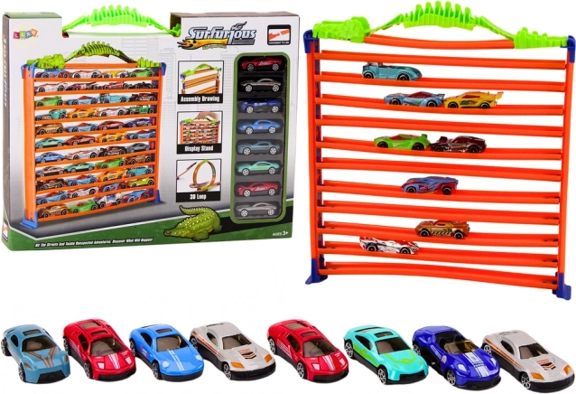 Kinder-Rennset 2-in-1 – Parkgarage und Autorennbahn mit 360°-Looping