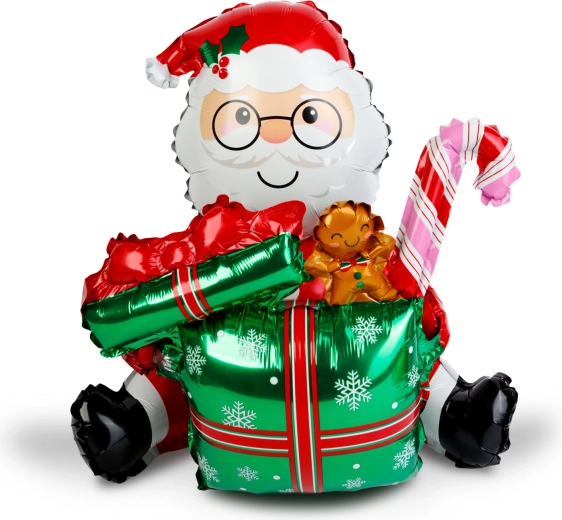 Weihnachtlicher Folienballon Nikolaus mit Geschenk 60 × 65 cm