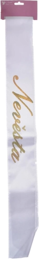 Satin-Schärpe „Braut“ Weiß/Gold