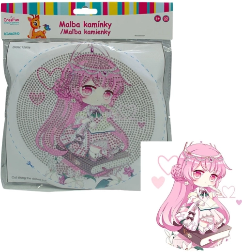 Diamant-Malerei mit Rahmen – Puppe in Rosa, 20 cm