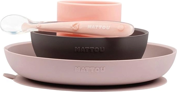 Nattou Silikon-Essset 4-tlg. rosa-violett (BPA-frei)