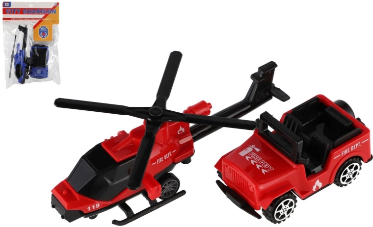 Fahrzeug- und Hubschrauber-Set der Rettungskräfte