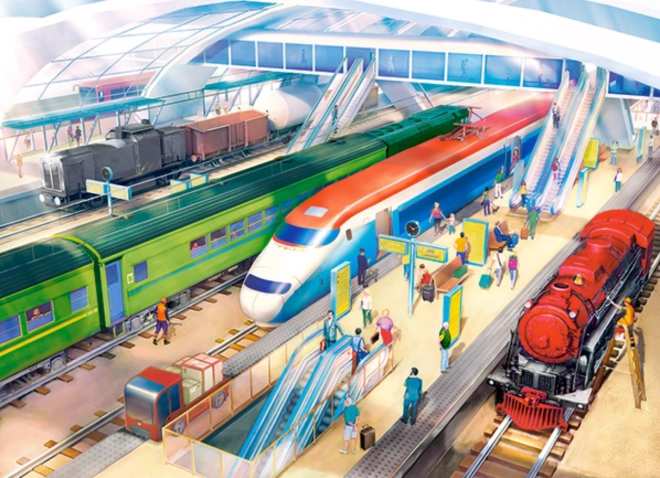 Puzzle mit Bahnhof, 100 Teile