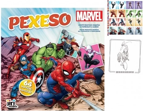 Pexeso im Heft MARVEL – 64 Kärtchen, 21,5 × 21,5 cm
