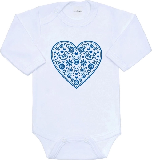 Baby-Body New Baby mit folkloristischem Aufdruck „blaues Herz“, Gr. 68