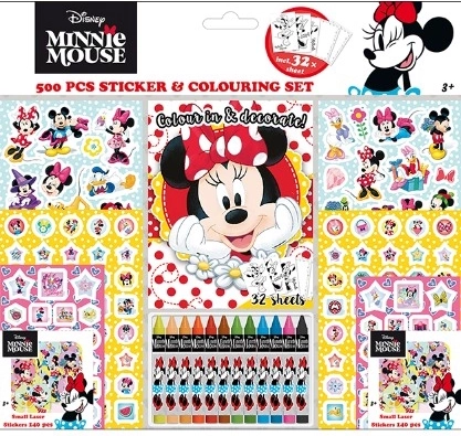 Sticker-Set mit Malbuch und Wachsmalstiften Minnie – 500 Stk.