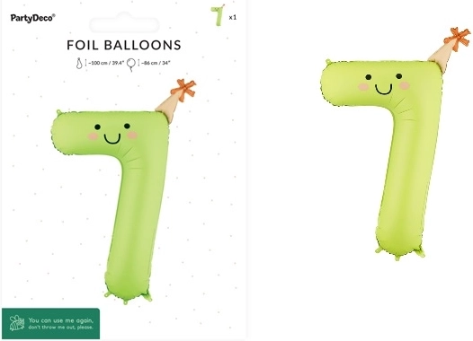 Folienballon Zahl 7 hellgrün 86 cm