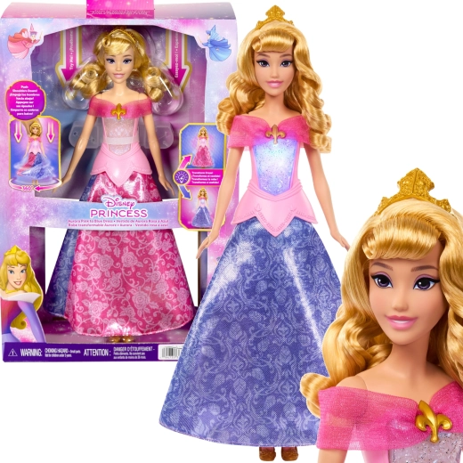 Mattel Disney Princess Puppe Aurora mit 2-in-1-Farbwechselkleid 30 cm