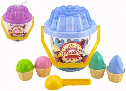 Plastik-Sandspielset Sweet Muffin mit Eimer, Schaufel und Eisförmchen