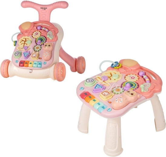 FreeON Free2Play Lauflernwagen und Spieltisch Walk & Play 2-in-1, Rosa