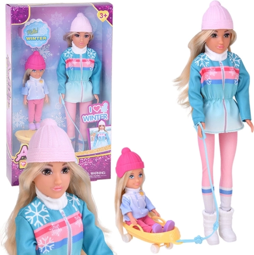 Anlily-Winterset mit Puppen und Schlitten
