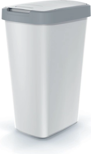 Abfalleimer Compacta Q Flap 45 l, aschgrau mit hellgrauem Deckel