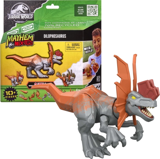 Jurassic World Mayhem Mix-Ups 2-in-1-Dinosaurierfigur Dilophosaurus