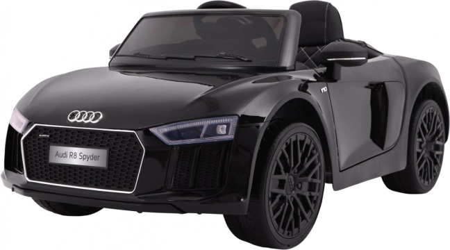 Elektrisches Kinderauto Audi R8 Spyder Schwarz mit Lack, MP3 Radio und LED-Lichtern