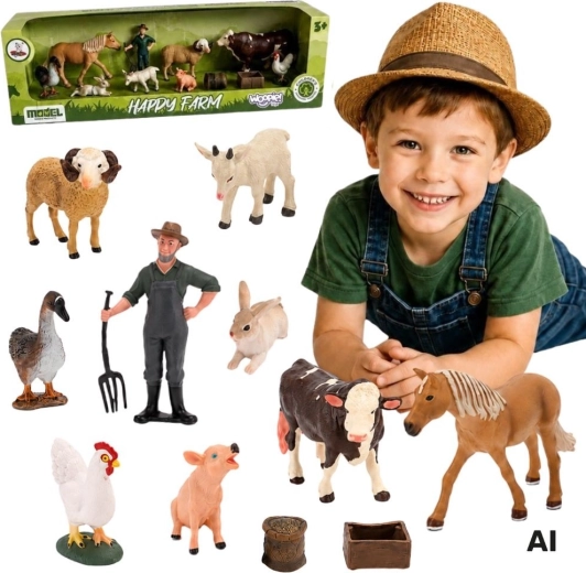 Woopie großes Figuren-Set Bauernhof mit Tieren, Bauer und Zubehör 3+