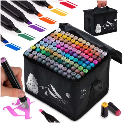 Alkoholmarker Nukido mit Tasche, 120 Stk.