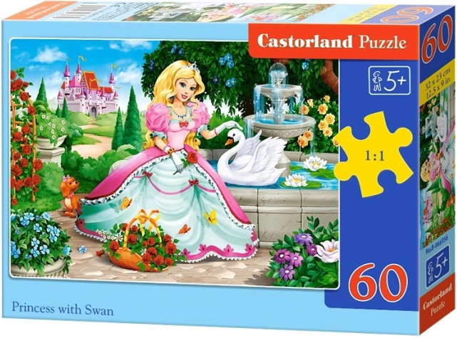 Puzzle 60 Teile - Prinzessin mit Schwan