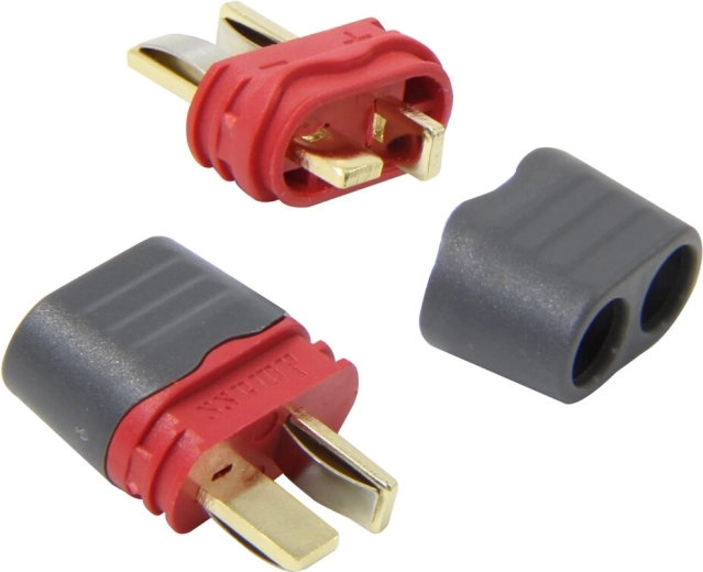 JAMARA Hochstromstecker T-Dean mit vergoldeten Kontakten und Isolierkappe – Paar