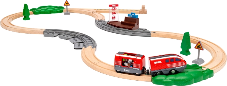 BRIO World Zugset mit Aufziehzug, Holzset mit 28 Teilen