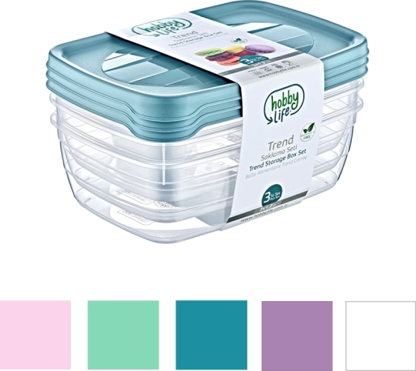 Set mit 3 rechteckigen Aufbewahrungsboxen Trend Box 1,2 l