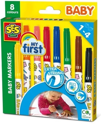 SES My First Kinderfilzstifte 8 Farben mit extra dicker Rundspitze