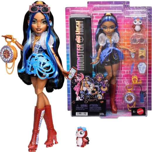 Monster High Robecca Steam Puppe 28 cm mit Zubehör und Haustier