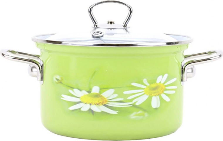 Emaille-Topf BELIS DAISY 20 cm mit Glasdeckel, 3,6 l