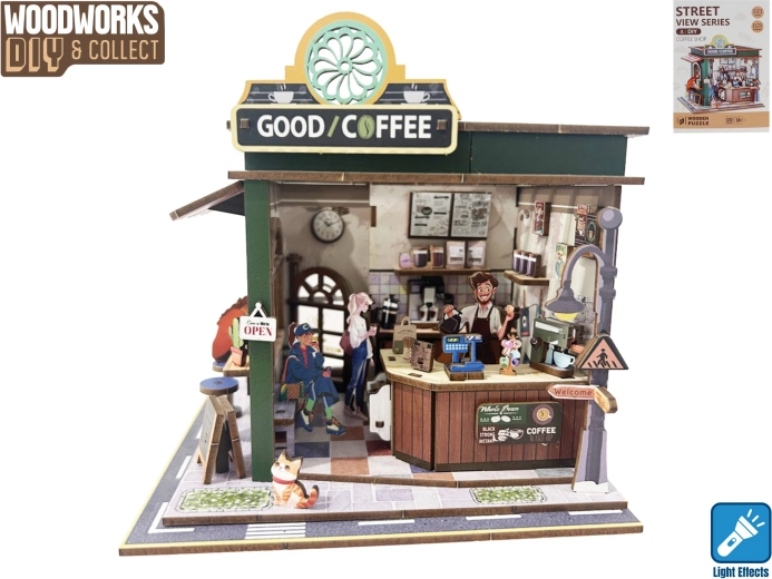 Holzbausatz Café mit Beleuchtung Woodworks
