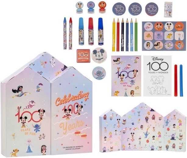 Adventskalender Disney 100 mit Schreib- und Zeichenbedarf