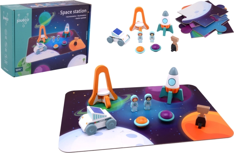 Jouéco Holz-Weltraumstation – Puzzle-Set mit Figuren
