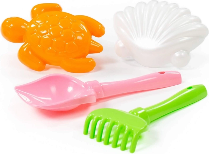Kinder-Sandspielset mit Schaufel, Rechen und Förmchen