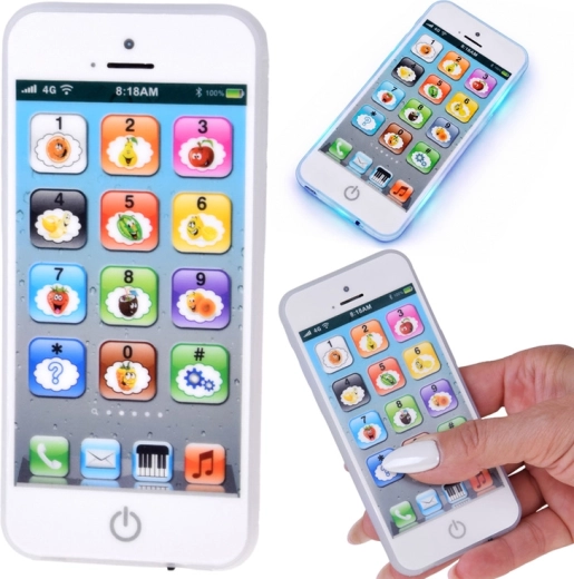 Interaktives Kindertelefon im Smartphone-Stil mit 8 Modi, Licht, Sound und USB-Aufladung