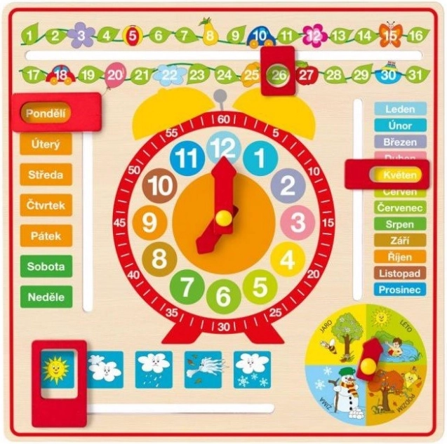 Woody multifunktionaler Wandkalender mit Uhr