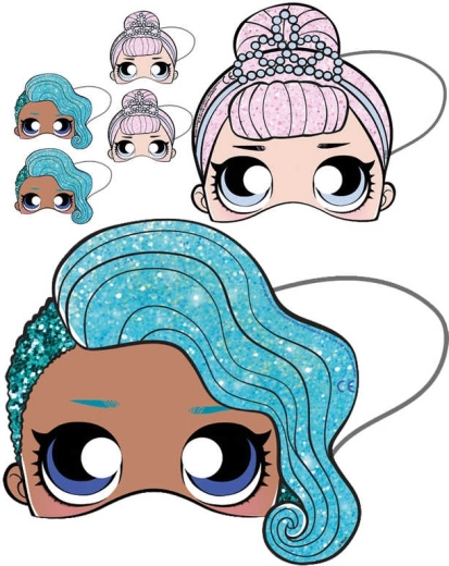 L.O.L. Surprise! glitzernde Papier-Gesichtsmaske mit Gummiband – Set 6 Stk.