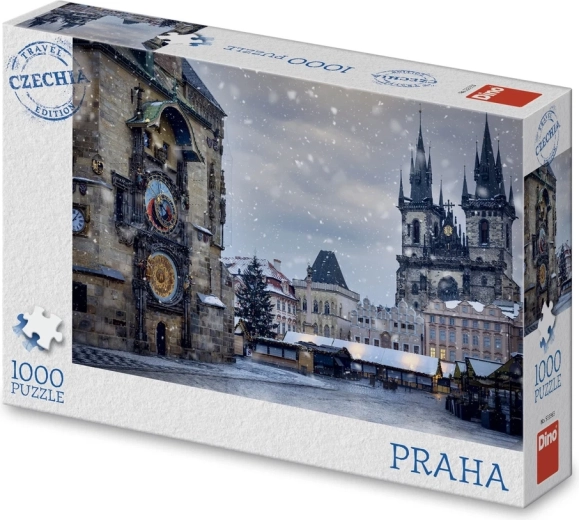 Dino Puzzle – Tourist-Edition Tschechien: Winterliche Astronomische Uhr (1000 Teile)