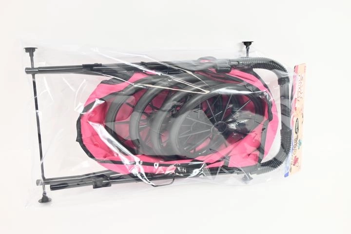 Tiefer Puppenwagen mit großen Rädern, rosa