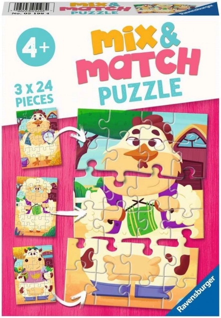 Ravensburger Puzzle Mix & Match: Meine Freunde vom Bauernhof 3×24 Teile