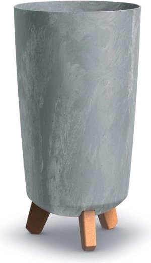schlanker Blumentopf mit Betoneffekt 19,5 cm, grau