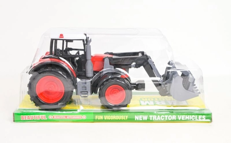 Roter Traktor mit Frontschaufel