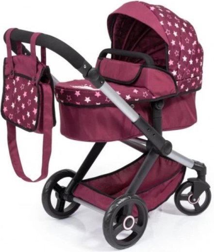 Puppenwagen Bayer Xeo bordeaux mit Sternen und Einhorn
