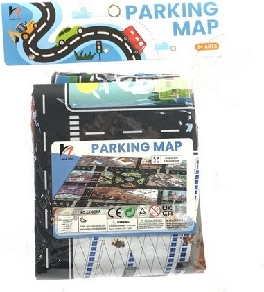 Spielmatte Stadt mit Straßen und Verkehrsschildern 130 × 100 cm