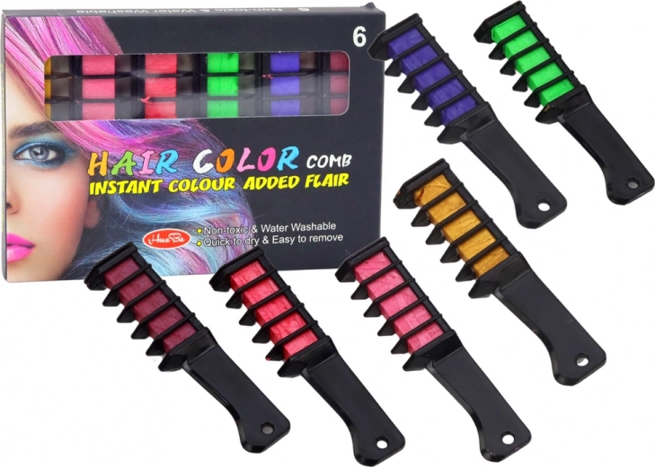 Set glitzernder Haarkreiden zum Haarefärben, 6 Stk.
